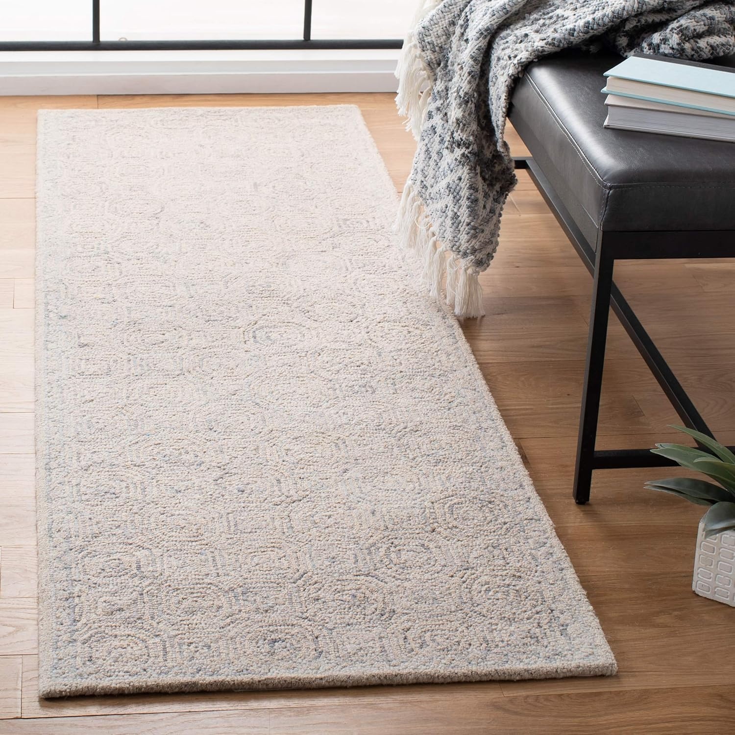 image:imageSAFAVIEH Area Rug 8x10 MicroLoop Collection Large Silver amp Grey Handmade Wool Ideal for Living Room Bedroom Office Dining Space MLP527GSilverGrey