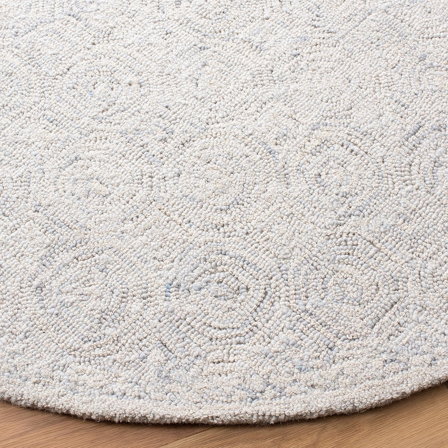 image:imageSAFAVIEH Area Rug 8x10 MicroLoop Collection Large Silver amp Grey Handmade Wool Ideal for Living Room Bedroom Office Dining Space MLP527GSilverGrey