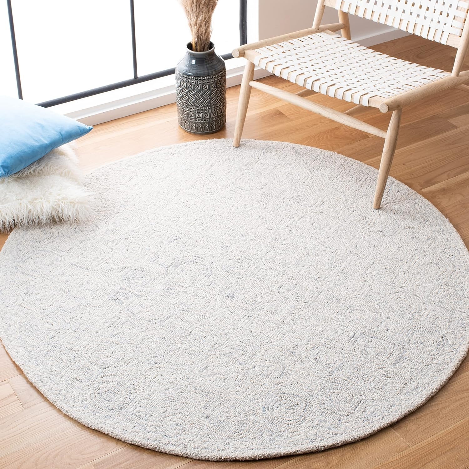 image:imageSAFAVIEH Area Rug 8x10 MicroLoop Collection Large Silver amp Grey Handmade Wool Ideal for Living Room Bedroom Office Dining Space MLP527GSilverGrey