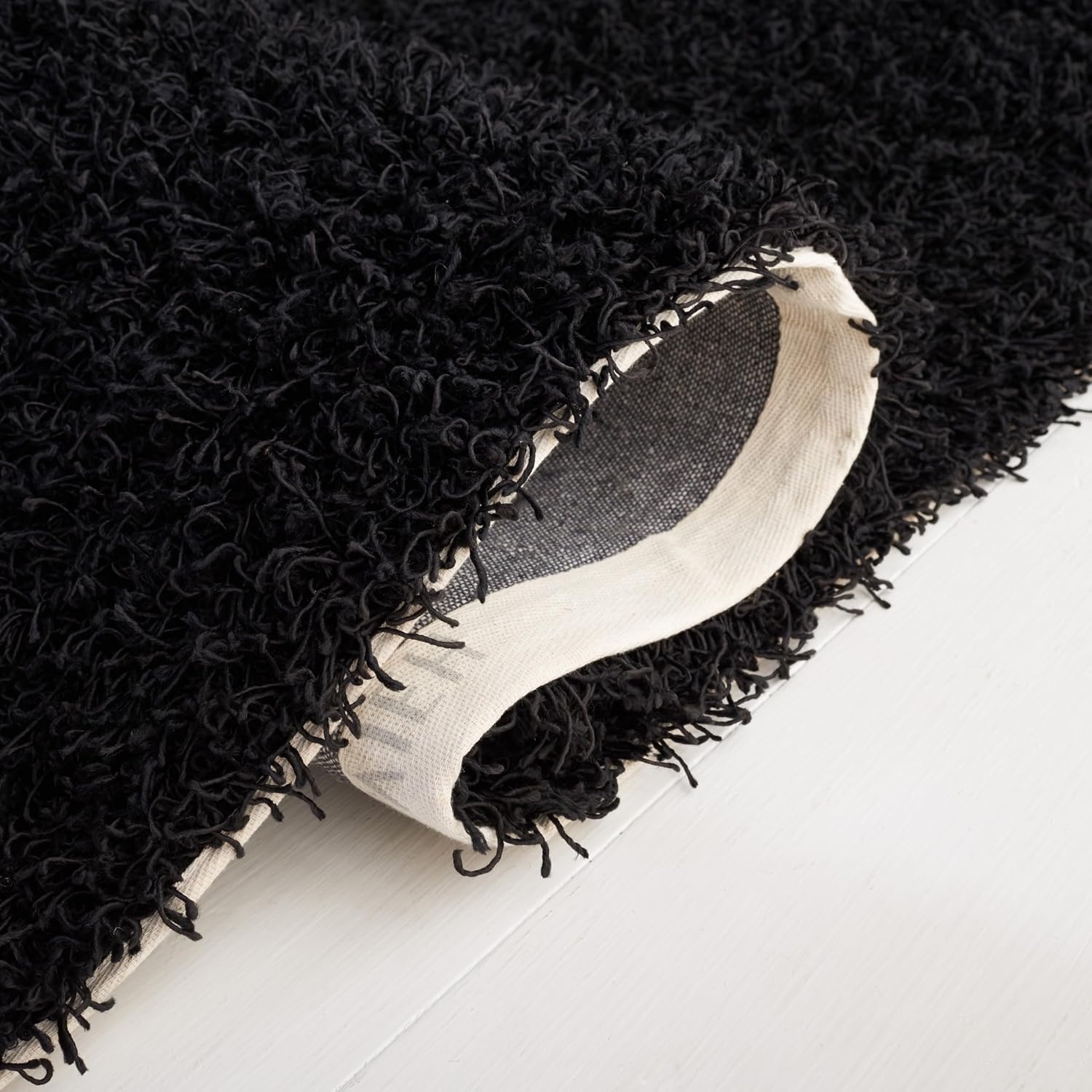 image:imageSAFAVIEH Area Rug 8x10 Monterey Shag Collection Large Creme Handmade Plush Thick Pile Ideal for Living Room Bedroom Dining Space SG851CBlack