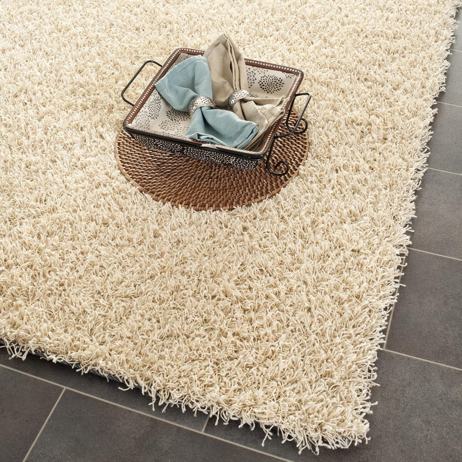 image:imageSAFAVIEH Area Rug 8x10 Monterey Shag Collection Large Creme Handmade Plush Thick Pile Ideal for Living Room Bedroom Dining Space SG851CCreme