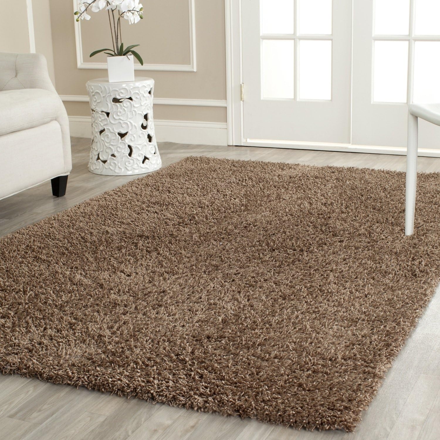 image:imageSAFAVIEH Area Rug 8x10 Monterey Shag Collection Large Creme Handmade Plush Thick Pile Ideal for Living Room Bedroom Dining Space SG851CLight Brown