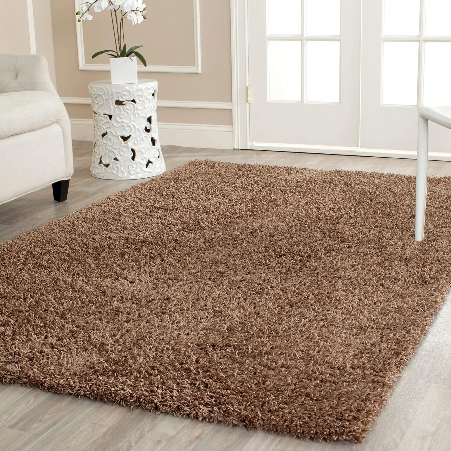 image:imageSAFAVIEH Area Rug 8x10 Monterey Shag Collection Large Creme Handmade Plush Thick Pile Ideal for Living Room Bedroom Dining Space SG851CLight Brown