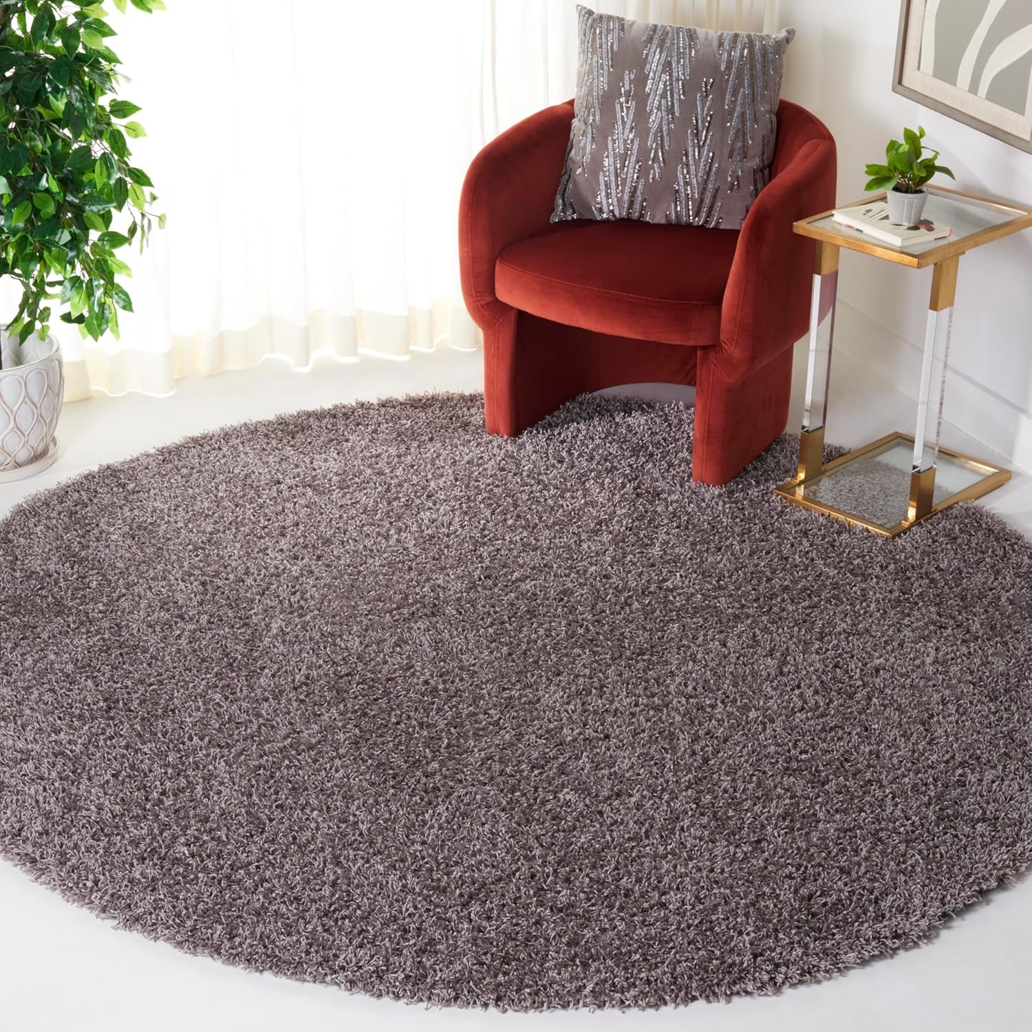 image:imageSAFAVIEH Area Rug 8x10 Monterey Shag Collection Large Creme Handmade Plush Thick Pile Ideal for Living Room Bedroom Dining Space SG851CSilver