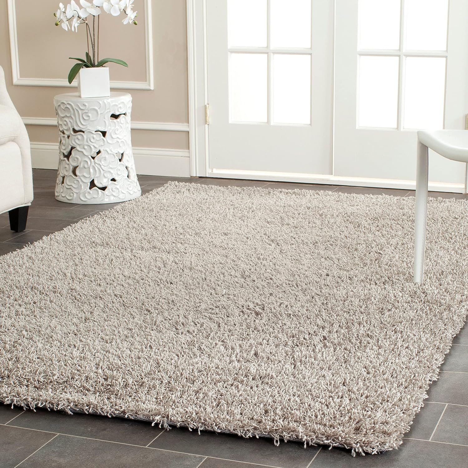 image:imageSAFAVIEH Area Rug 8x10 Monterey Shag Collection Large Creme Handmade Plush Thick Pile Ideal for Living Room Bedroom Dining Space SG851CWhite