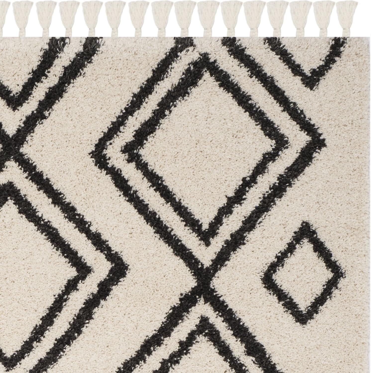 image:imageSAFAVIEH Area Rug 8x10 Moroccan Fringe Shag Collection Large Cream amp Charcoal Boho Design NonShedding amp Easy Cleaning Plush Thick Pile Ideal for Living Room Bedroom Dining Space MFG247BCreamCharcoal