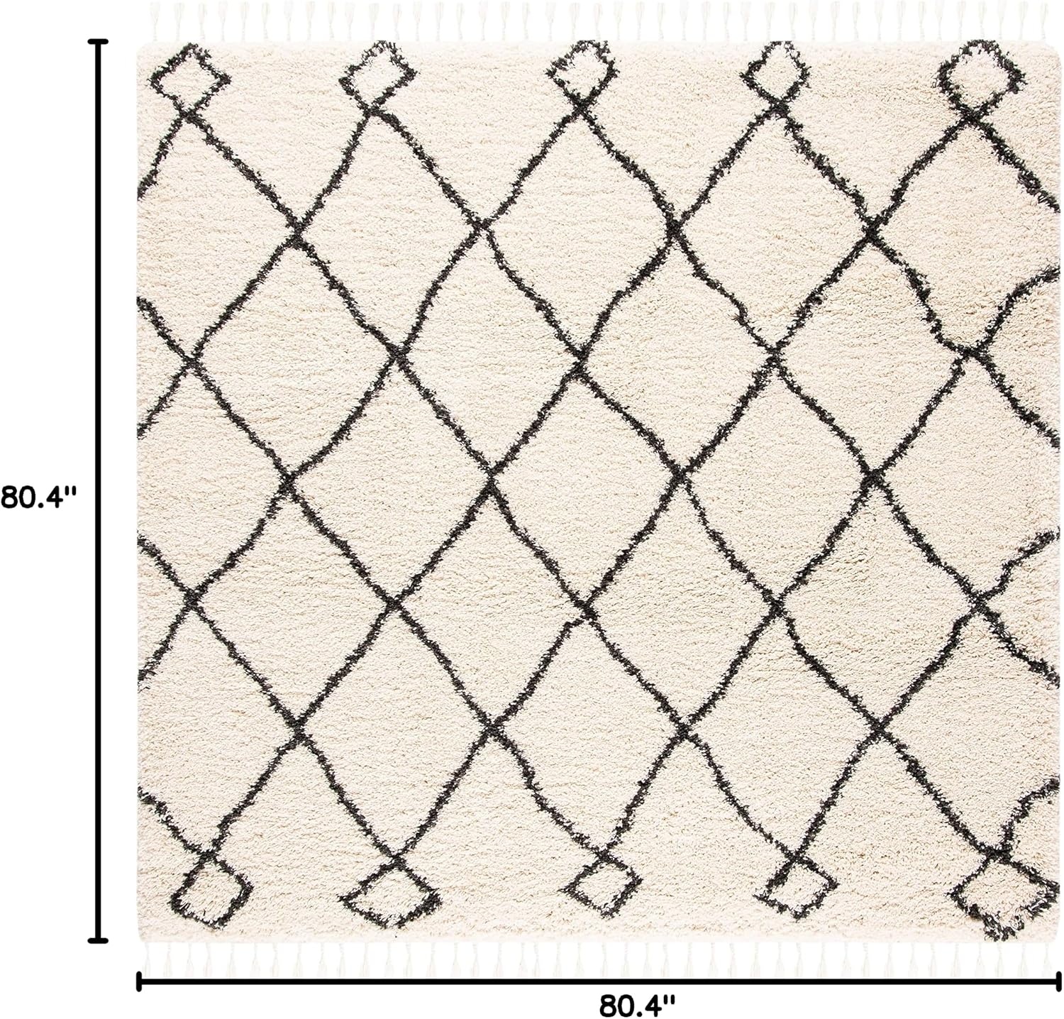 image:imageSAFAVIEH Area Rug 8x10 Moroccan Fringe Shag Collection Large Cream amp Charcoal Boho Design NonShedding amp Easy Cleaning Plush Thick Pile Ideal for Living Room Bedroom Dining Space MFG241BGreyCream