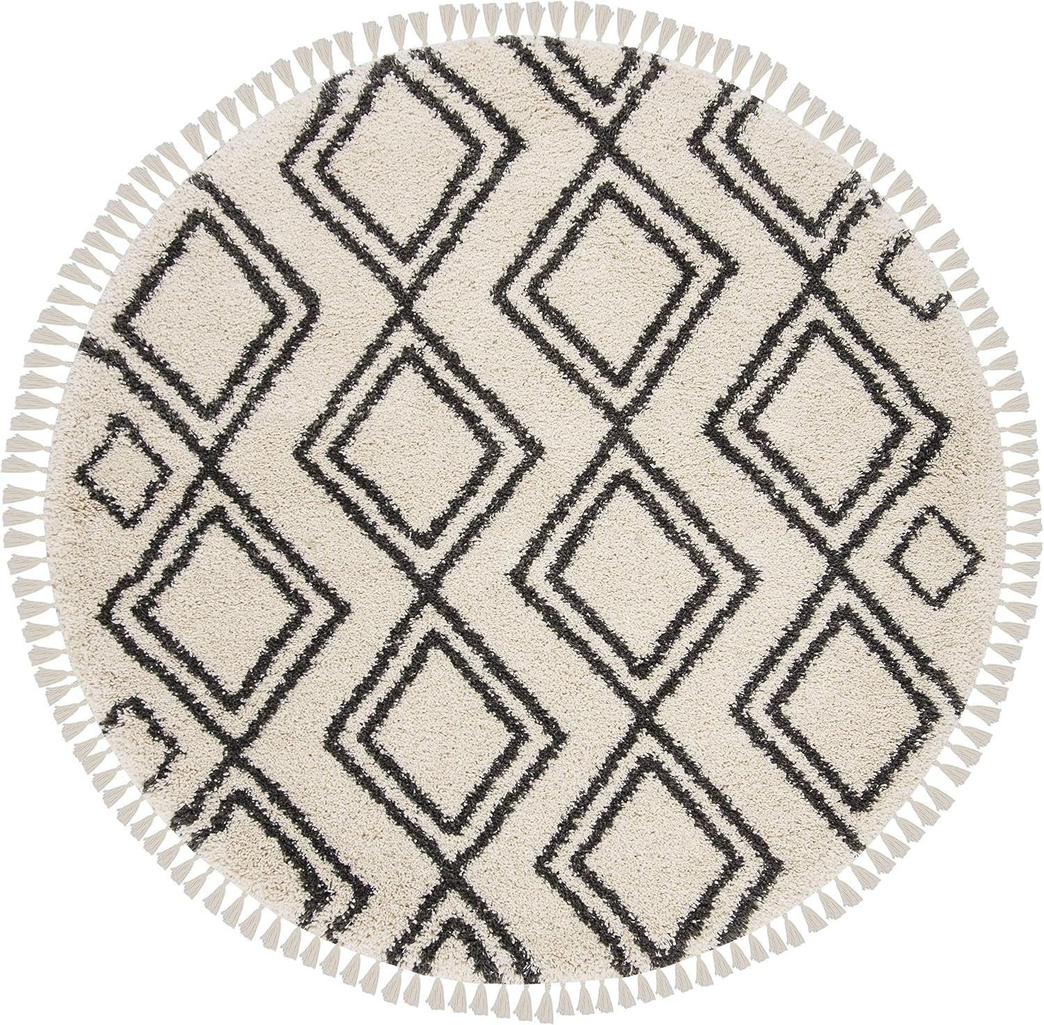image:imageSAFAVIEH Area Rug 8x10 Moroccan Fringe Shag Collection Large Cream amp Charcoal Boho Design NonShedding amp Easy Cleaning Plush Thick Pile Ideal for Living Room Bedroom Dining Space MFG247BCreamCharcoal