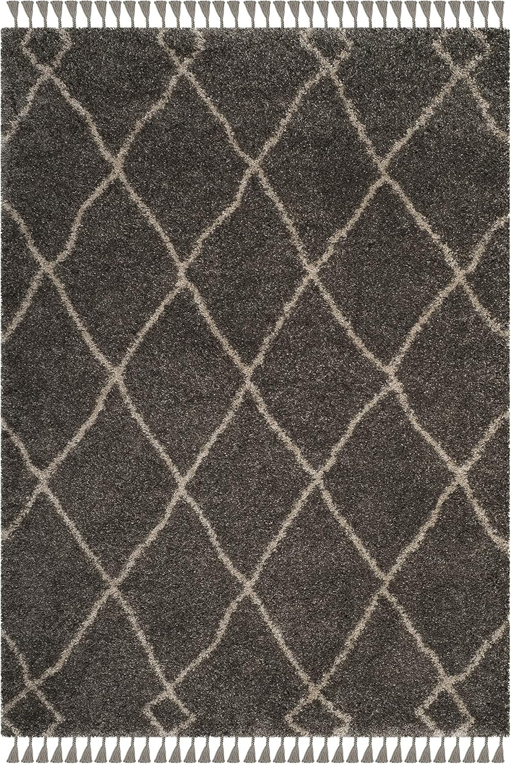 image:imageSAFAVIEH Area Rug 8x10 Moroccan Fringe Shag Collection Large Cream amp Charcoal Boho Design NonShedding amp Easy Cleaning Plush Thick Pile Ideal for Living Room Bedroom Dining Space MFG241BGreyCream