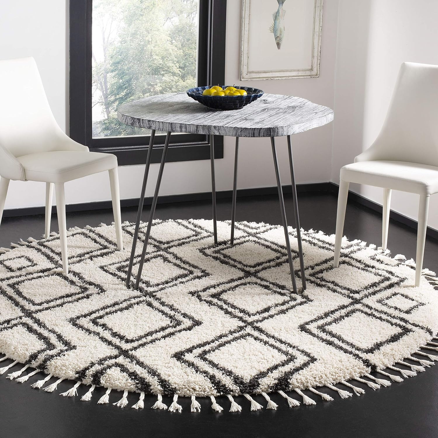 image:imageSAFAVIEH Area Rug 8x10 Moroccan Fringe Shag Collection Large Cream amp Charcoal Boho Design NonShedding amp Easy Cleaning Plush Thick Pile Ideal for Living Room Bedroom Dining Space MFG247BCreamCharcoal