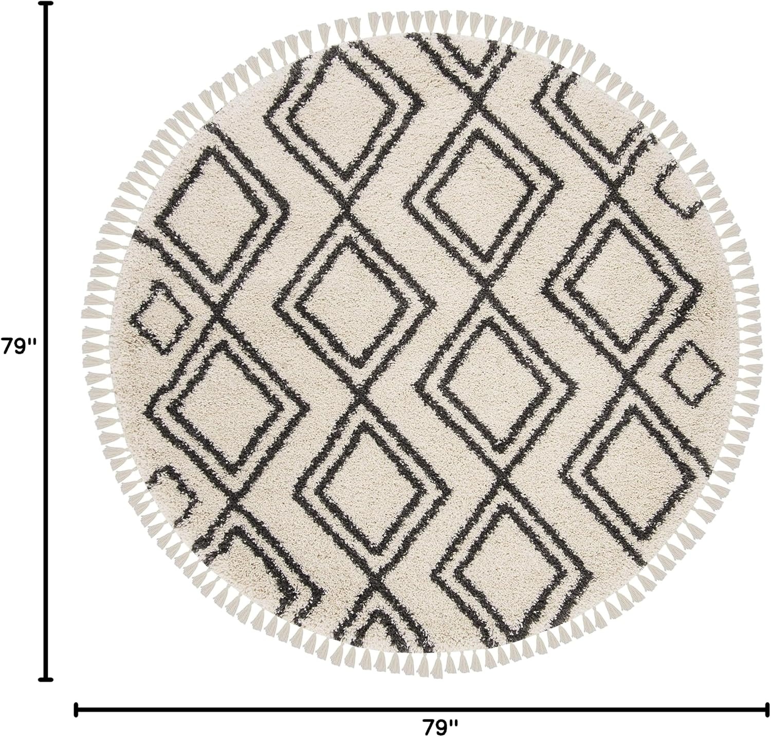 image:imageSAFAVIEH Area Rug 8x10 Moroccan Fringe Shag Collection Large Cream amp Charcoal Boho Design NonShedding amp Easy Cleaning Plush Thick Pile Ideal for Living Room Bedroom Dining Space MFG247BCreamCharcoal