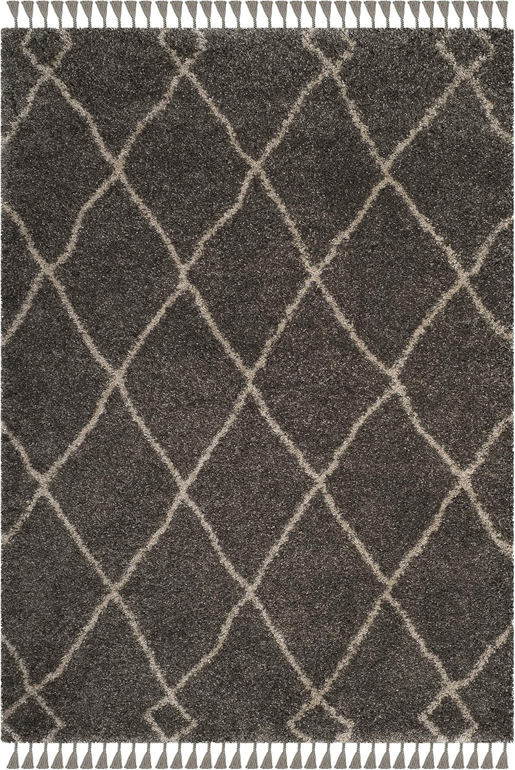image:imageSAFAVIEH Area Rug 8x10 Moroccan Fringe Shag Collection Large Cream amp Charcoal Boho Design NonShedding amp Easy Cleaning Plush Thick Pile Ideal for Living Room Bedroom Dining Space MFG241BGreyCream