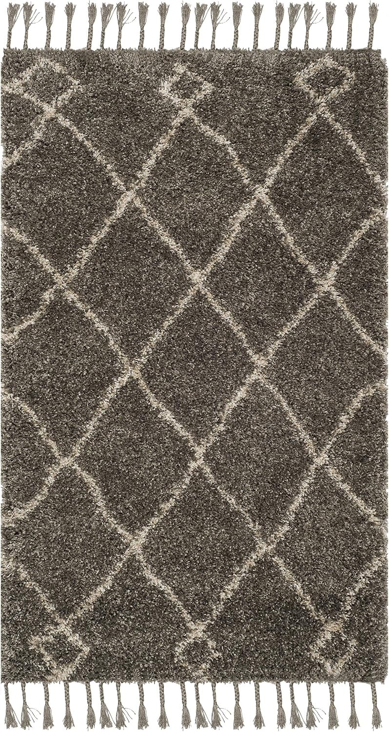 image:imageSAFAVIEH Area Rug 8x10 Moroccan Fringe Shag Collection Large Cream amp Charcoal Boho Design NonShedding amp Easy Cleaning Plush Thick Pile Ideal for Living Room Bedroom Dining Space MFG241BGreyCream