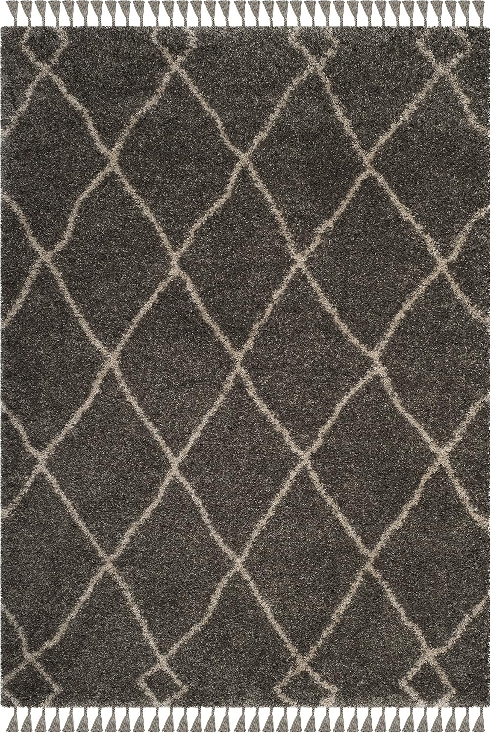 image:imageSAFAVIEH Area Rug 8x10 Moroccan Fringe Shag Collection Large Cream amp Charcoal Boho Design NonShedding amp Easy Cleaning Plush Thick Pile Ideal for Living Room Bedroom Dining Space MFG241BGreyCream