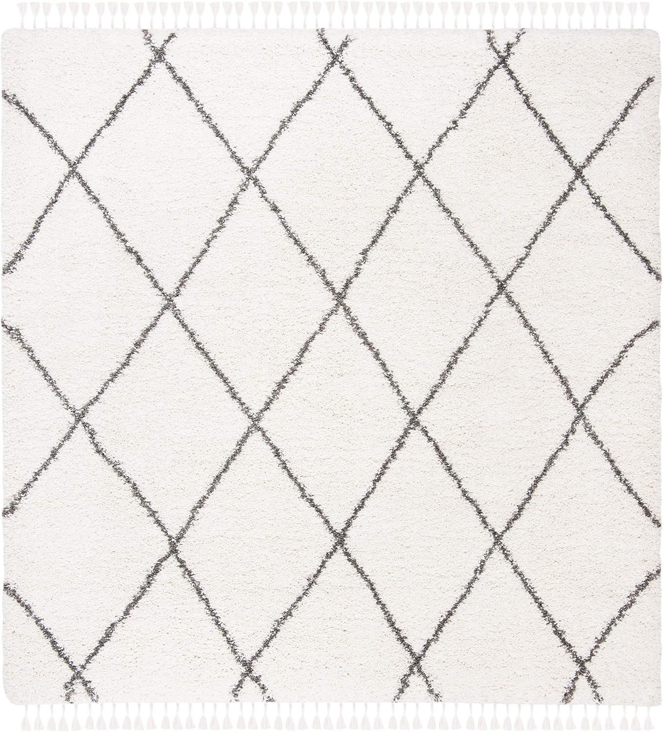 image:imageSAFAVIEH Area Rug 8x10 Moroccan Fringe Shag Collection Large Ivory amp Grey Boho Design NonShedding amp Easy Cleaning Plush Thick Pile Ideal for Living Room Bedroom Dining Space MFG332AIvoryGrey