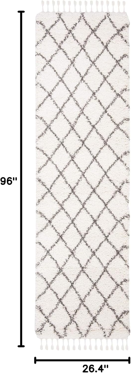 image:imageSAFAVIEH Area Rug 8x10 Moroccan Fringe Shag Collection Large Ivory amp Grey Boho Design NonShedding amp Easy Cleaning Plush Thick Pile Ideal for Living Room Bedroom Dining Space MFG332AIvoryGrey
