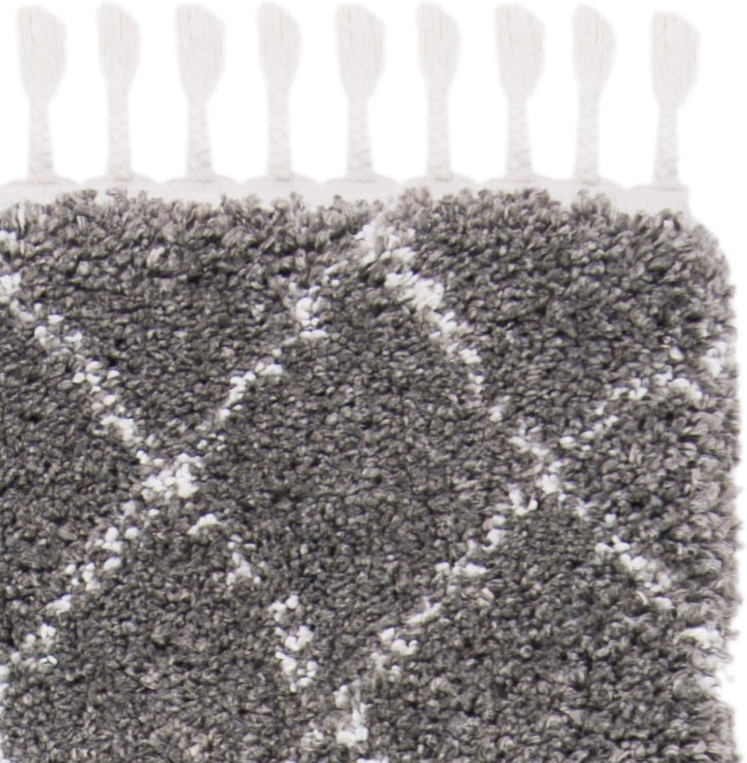 image:imageSAFAVIEH Area Rug 8x10 Moroccan Fringe Shag Collection Large Ivory amp Grey Boho Design NonShedding amp Easy Cleaning Plush Thick Pile Ideal for Living Room Bedroom Dining Space MFG332AGreyIvory