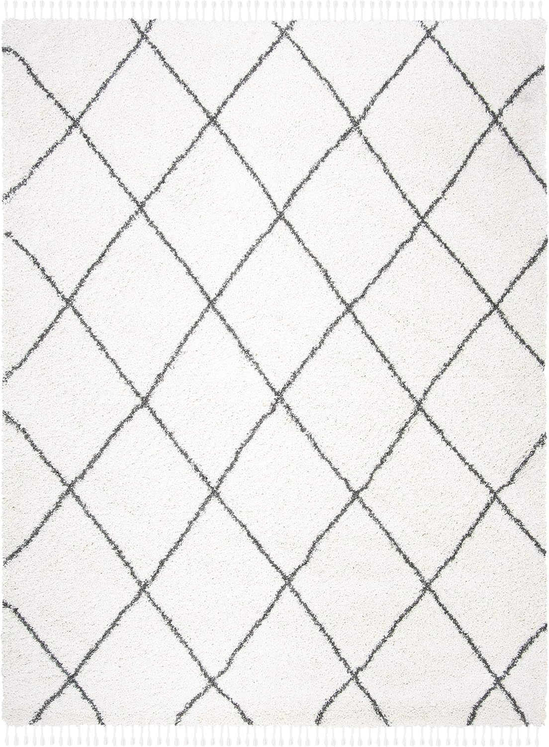 image:imageSAFAVIEH Area Rug 8x10 Moroccan Fringe Shag Collection Large Ivory amp Grey Boho Design NonShedding amp Easy Cleaning Plush Thick Pile Ideal for Living Room Bedroom Dining Space MFG332AIvoryGrey
