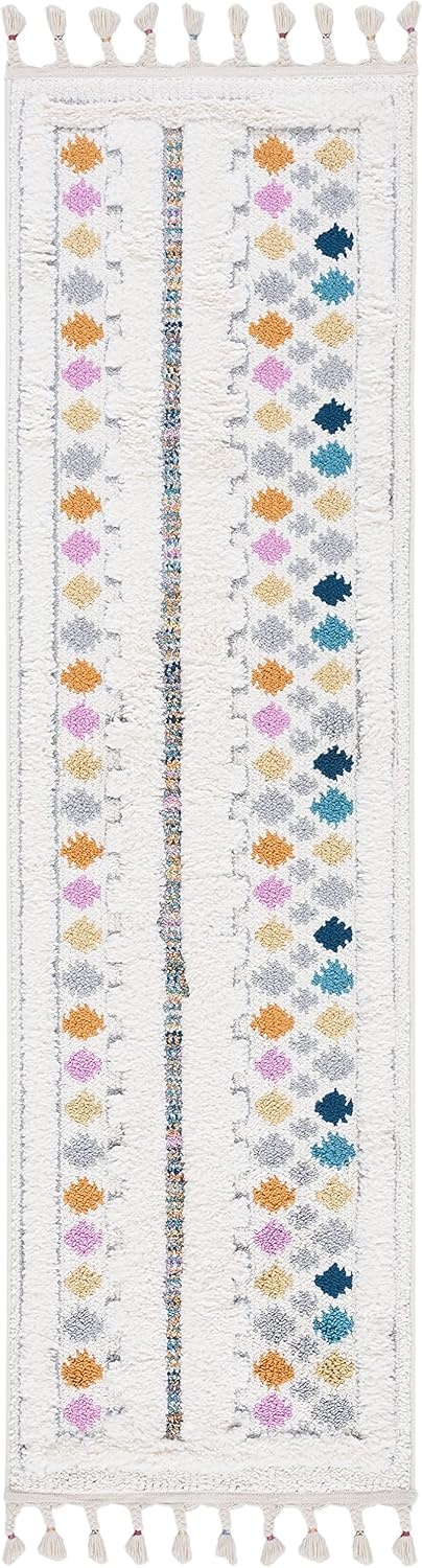 image:imageSAFAVIEH Area Rug 8x10 Moroccan Fringe Shag Collection Large Ivory amp Grey Boho Design NonShedding amp Easy Cleaning Plush Thick Pile Ideal for Living Room Bedroom Dining Space MFG102AIvoryGrey
