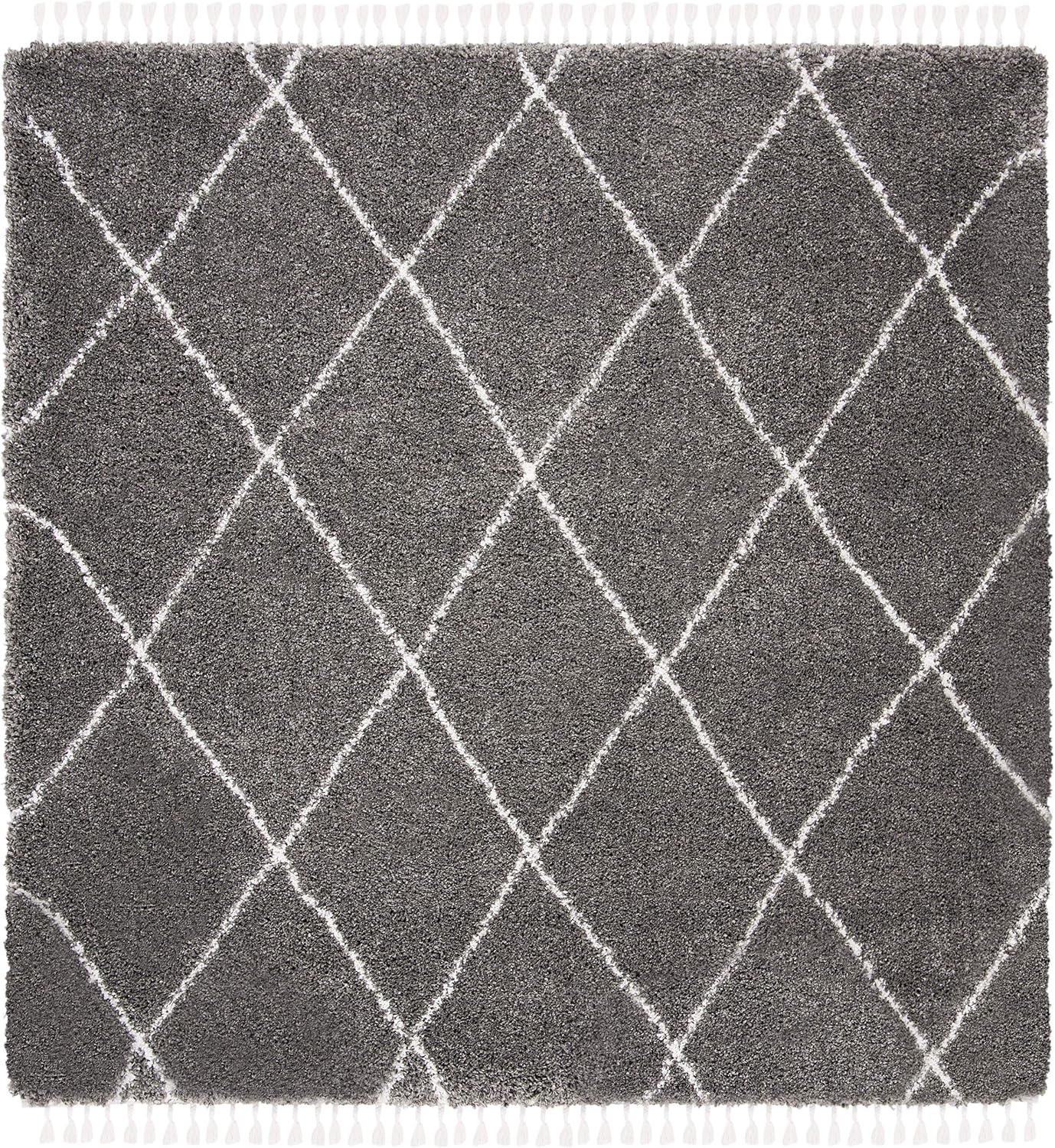 image:imageSAFAVIEH Area Rug 8x10 Moroccan Fringe Shag Collection Large Ivory amp Grey Boho Design NonShedding amp Easy Cleaning Plush Thick Pile Ideal for Living Room Bedroom Dining Space MFG332AGreyIvory