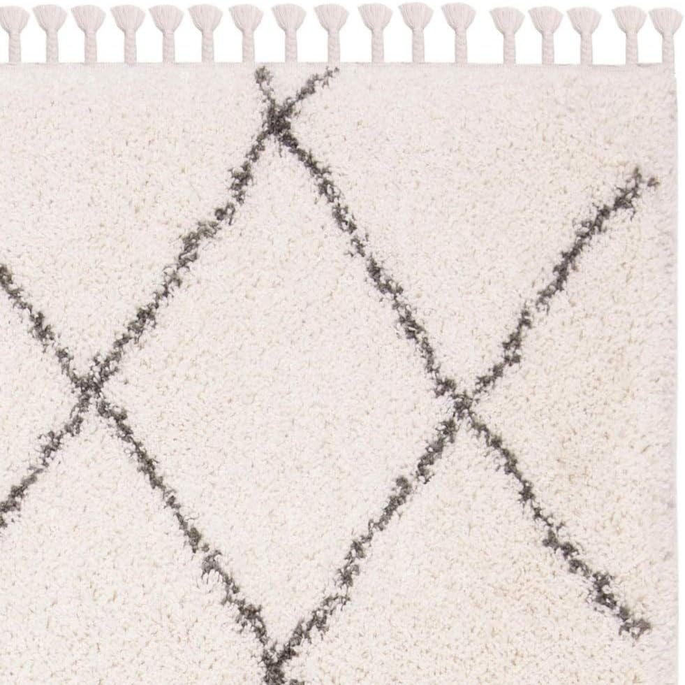 image:imageSAFAVIEH Area Rug 8x10 Moroccan Fringe Shag Collection Large Ivory amp Grey Boho Design NonShedding amp Easy Cleaning Plush Thick Pile Ideal for Living Room Bedroom Dining Space MFG332AIvoryGrey