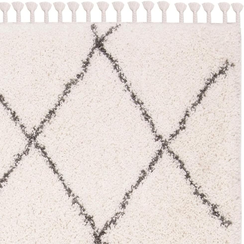 image:imageSAFAVIEH Area Rug 8x10 Moroccan Fringe Shag Collection Large Ivory amp Grey Boho Design NonShedding amp Easy Cleaning Plush Thick Pile Ideal for Living Room Bedroom Dining Space MFG332AGreyIvory