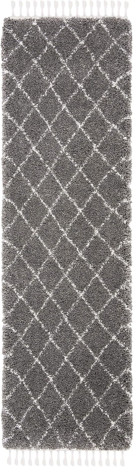 image:imageSAFAVIEH Area Rug 8x10 Moroccan Fringe Shag Collection Large Ivory amp Grey Boho Design NonShedding amp Easy Cleaning Plush Thick Pile Ideal for Living Room Bedroom Dining Space MFG332AGreyIvory