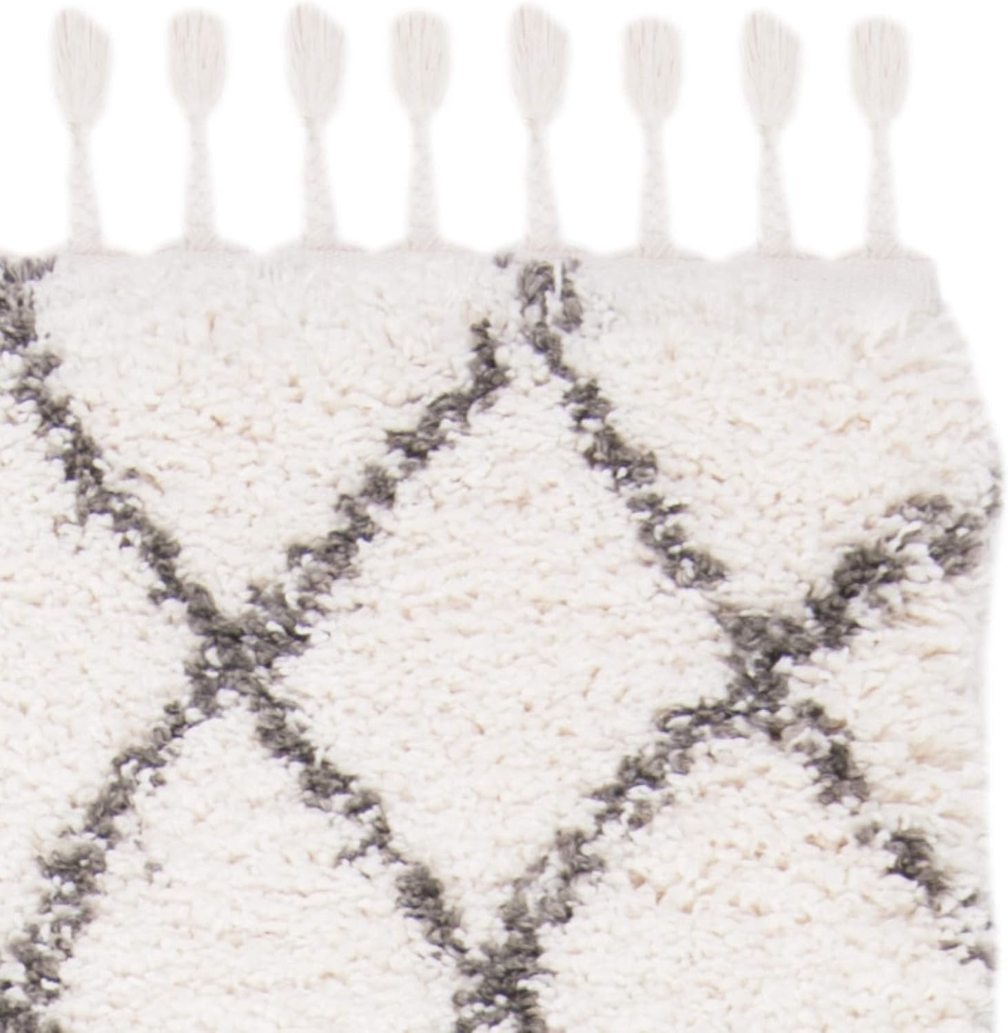 image:imageSAFAVIEH Area Rug 8x10 Moroccan Fringe Shag Collection Large Ivory amp Grey Boho Design NonShedding amp Easy Cleaning Plush Thick Pile Ideal for Living Room Bedroom Dining Space MFG332AIvoryGrey