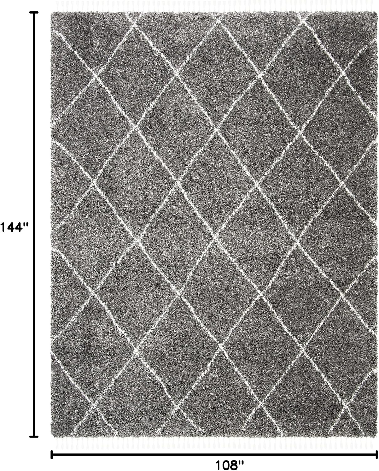 image:imageSAFAVIEH Area Rug 8x10 Moroccan Fringe Shag Collection Large Ivory amp Grey Boho Design NonShedding amp Easy Cleaning Plush Thick Pile Ideal for Living Room Bedroom Dining Space MFG332AGreyIvory