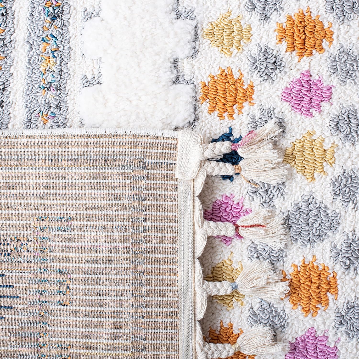image:imageSAFAVIEH Area Rug 8x10 Moroccan Fringe Shag Collection Large Ivory amp Grey Boho Design NonShedding amp Easy Cleaning Plush Thick Pile Ideal for Living Room Bedroom Dining Space MFG102AIvoryGrey
