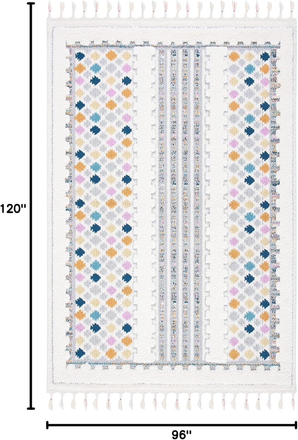 image:imageSAFAVIEH Area Rug 8x10 Moroccan Fringe Shag Collection Large Ivory amp Grey Boho Design NonShedding amp Easy Cleaning Plush Thick Pile Ideal for Living Room Bedroom Dining Space MFG102AIvoryGrey