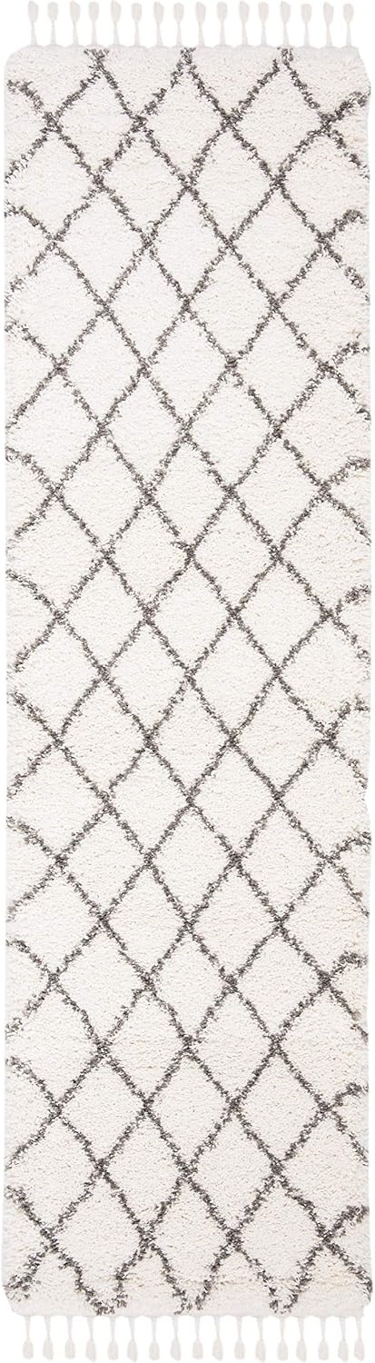 image:imageSAFAVIEH Area Rug 8x10 Moroccan Fringe Shag Collection Large Ivory amp Grey Boho Design NonShedding amp Easy Cleaning Plush Thick Pile Ideal for Living Room Bedroom Dining Space MFG332AIvoryGrey