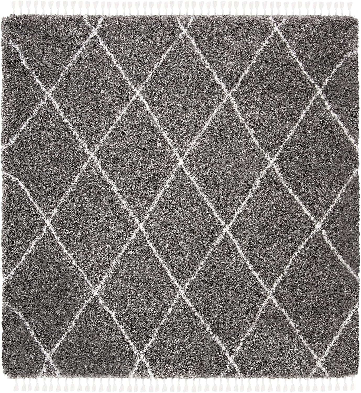 image:imageSAFAVIEH Area Rug 8x10 Moroccan Fringe Shag Collection Large Ivory amp Grey Boho Design NonShedding amp Easy Cleaning Plush Thick Pile Ideal for Living Room Bedroom Dining Space MFG332AGreyIvory