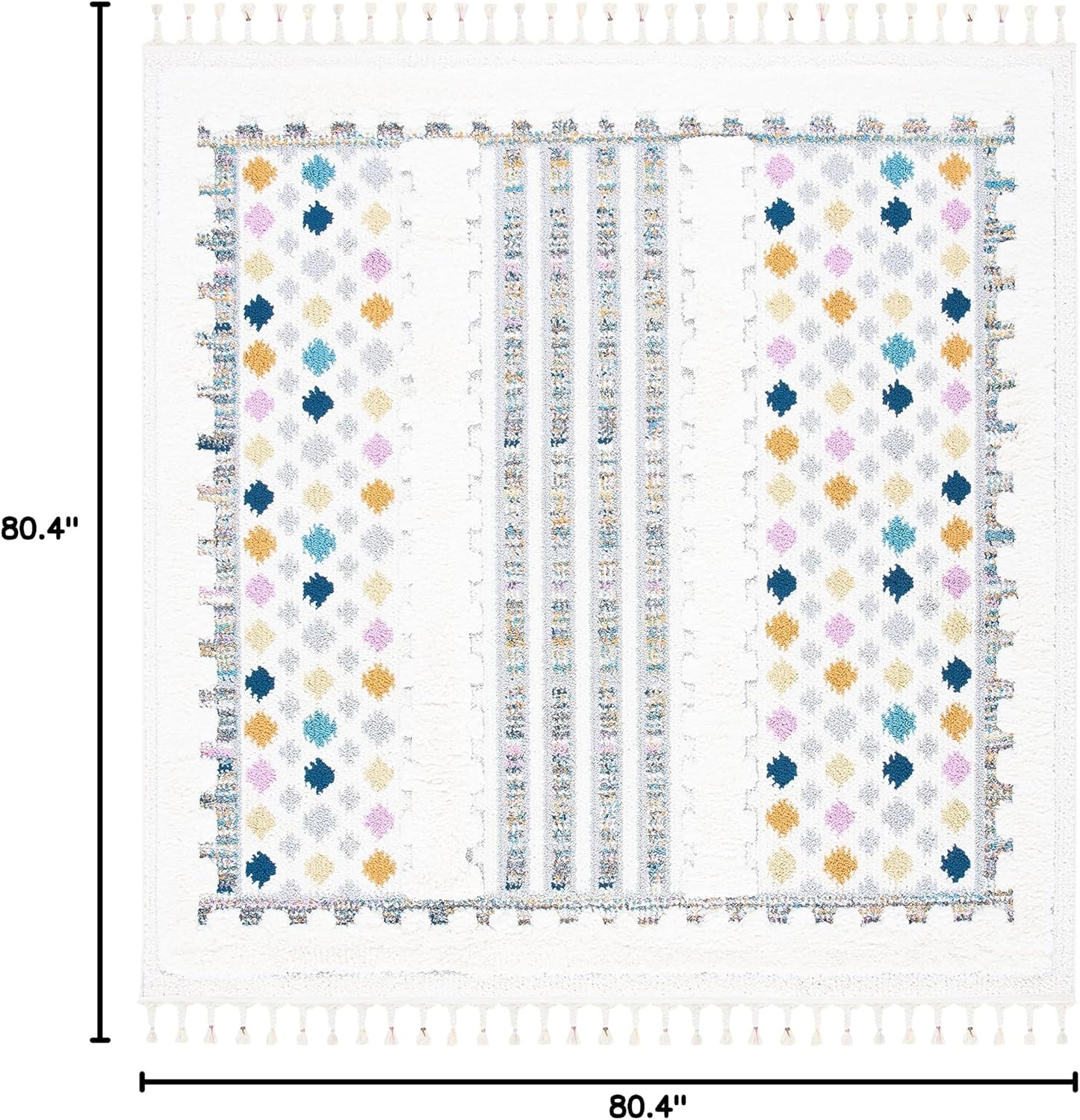 image:imageSAFAVIEH Area Rug 8x10 Moroccan Fringe Shag Collection Large Ivory amp Grey Boho Design NonShedding amp Easy Cleaning Plush Thick Pile Ideal for Living Room Bedroom Dining Space MFG102AIvoryGrey