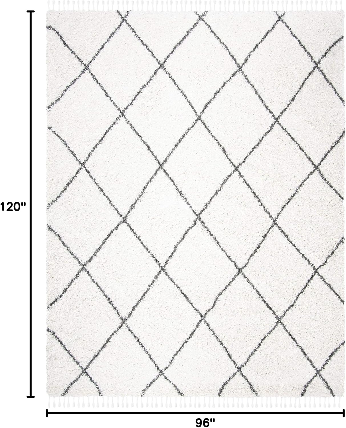 image:imageSAFAVIEH Area Rug 8x10 Moroccan Fringe Shag Collection Large Ivory amp Grey Boho Design NonShedding amp Easy Cleaning Plush Thick Pile Ideal for Living Room Bedroom Dining Space MFG332AIvoryGrey