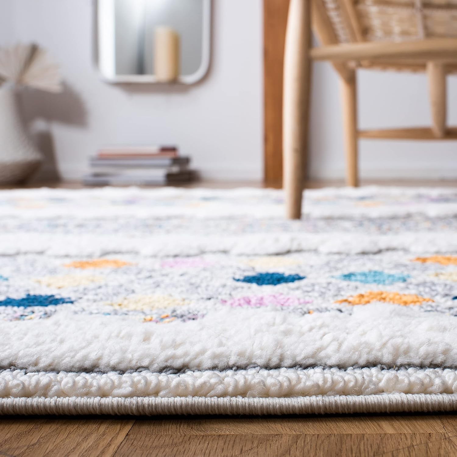image:imageSAFAVIEH Area Rug 8x10 Moroccan Fringe Shag Collection Large Ivory amp Grey Boho Design NonShedding amp Easy Cleaning Plush Thick Pile Ideal for Living Room Bedroom Dining Space MFG102AIvoryGrey