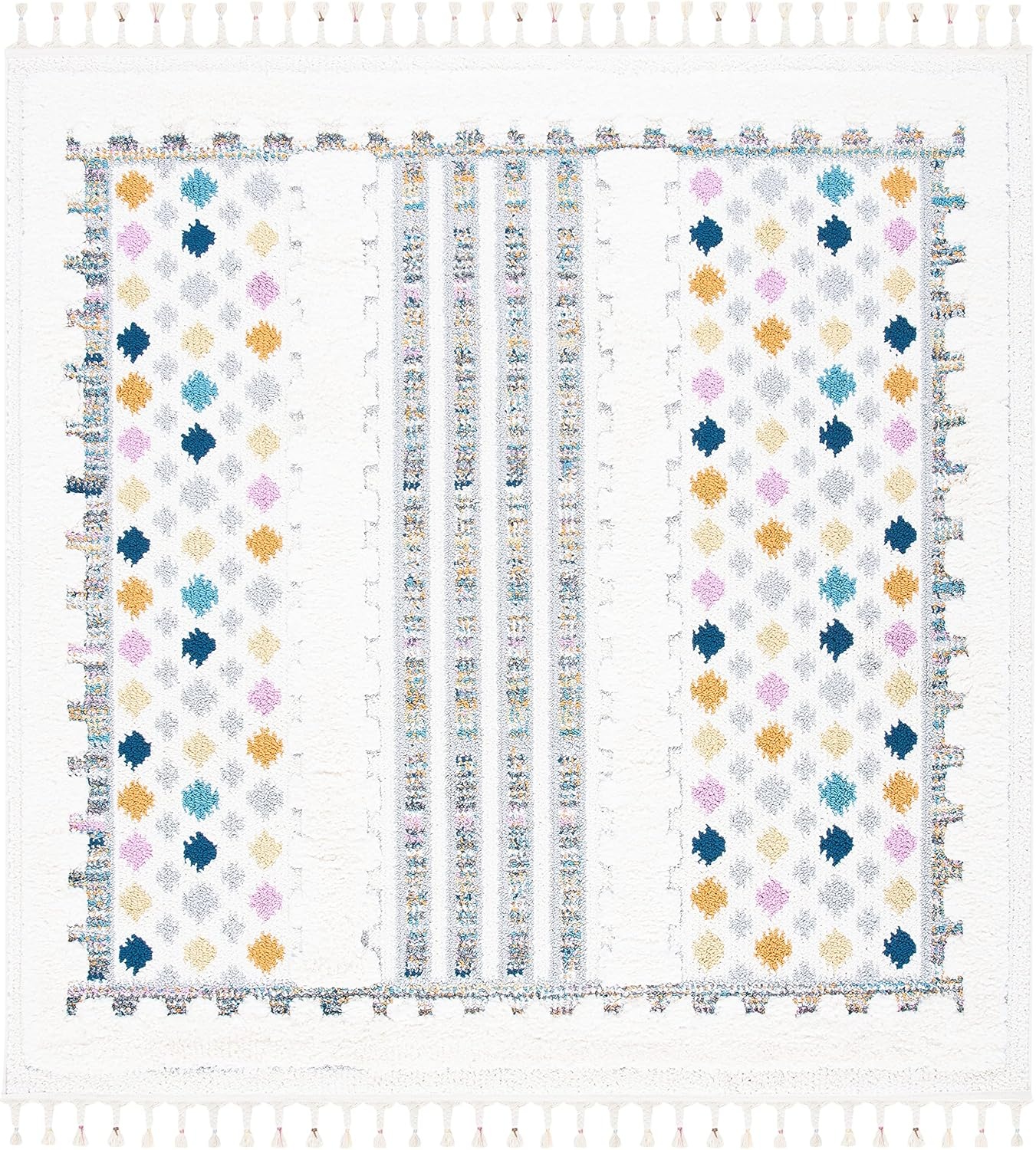 image:imageSAFAVIEH Area Rug 8x10 Moroccan Fringe Shag Collection Large Ivory amp Grey Boho Design NonShedding amp Easy Cleaning Plush Thick Pile Ideal for Living Room Bedroom Dining Space MFG102AIvoryGrey
