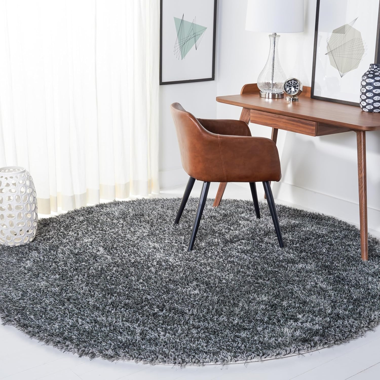 image:imageSAFAVIEH Area Rug 8x10 New Orleans Shag Collection Large Beige Handmade Ultra Plush Thick Pile Ideal for Living Room Bedroom Dining Space SG532BDark Grey
