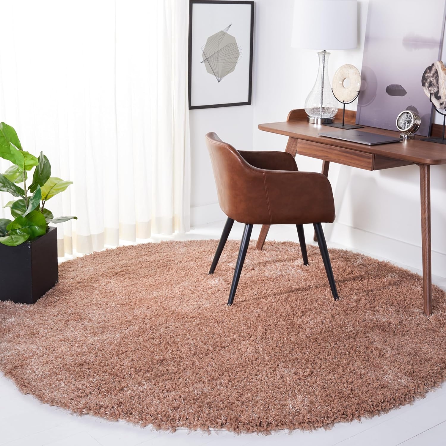 image:imageSAFAVIEH Area Rug 8x10 New Orleans Shag Collection Large Beige Handmade Ultra Plush Thick Pile Ideal for Living Room Bedroom Dining Space SG532BDark Beige