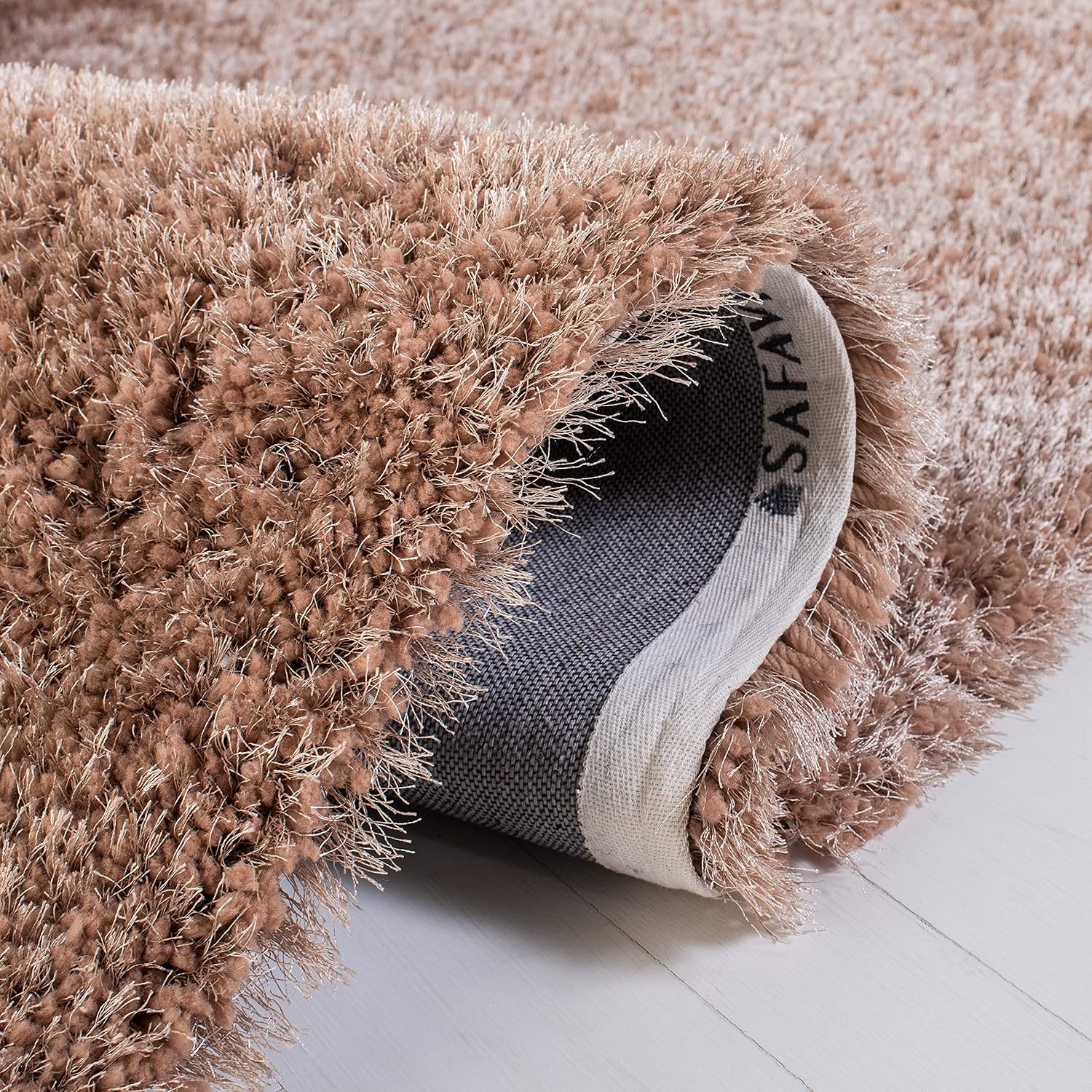 image:imageSAFAVIEH Area Rug 8x10 New Orleans Shag Collection Large Beige Handmade Ultra Plush Thick Pile Ideal for Living Room Bedroom Dining Space SG532BDark Beige