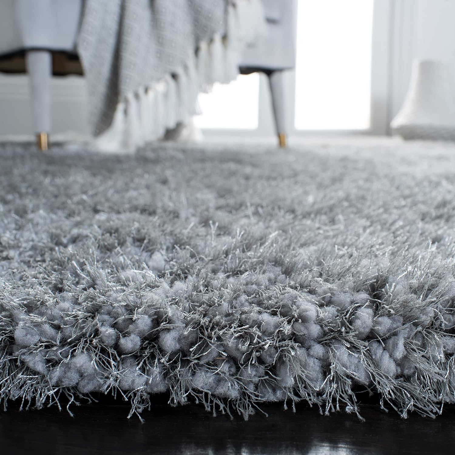 image:imageSAFAVIEH Area Rug 8x10 New Orleans Shag Collection Large Beige Handmade Ultra Plush Thick Pile Ideal for Living Room Bedroom Dining Space SG532BGrey