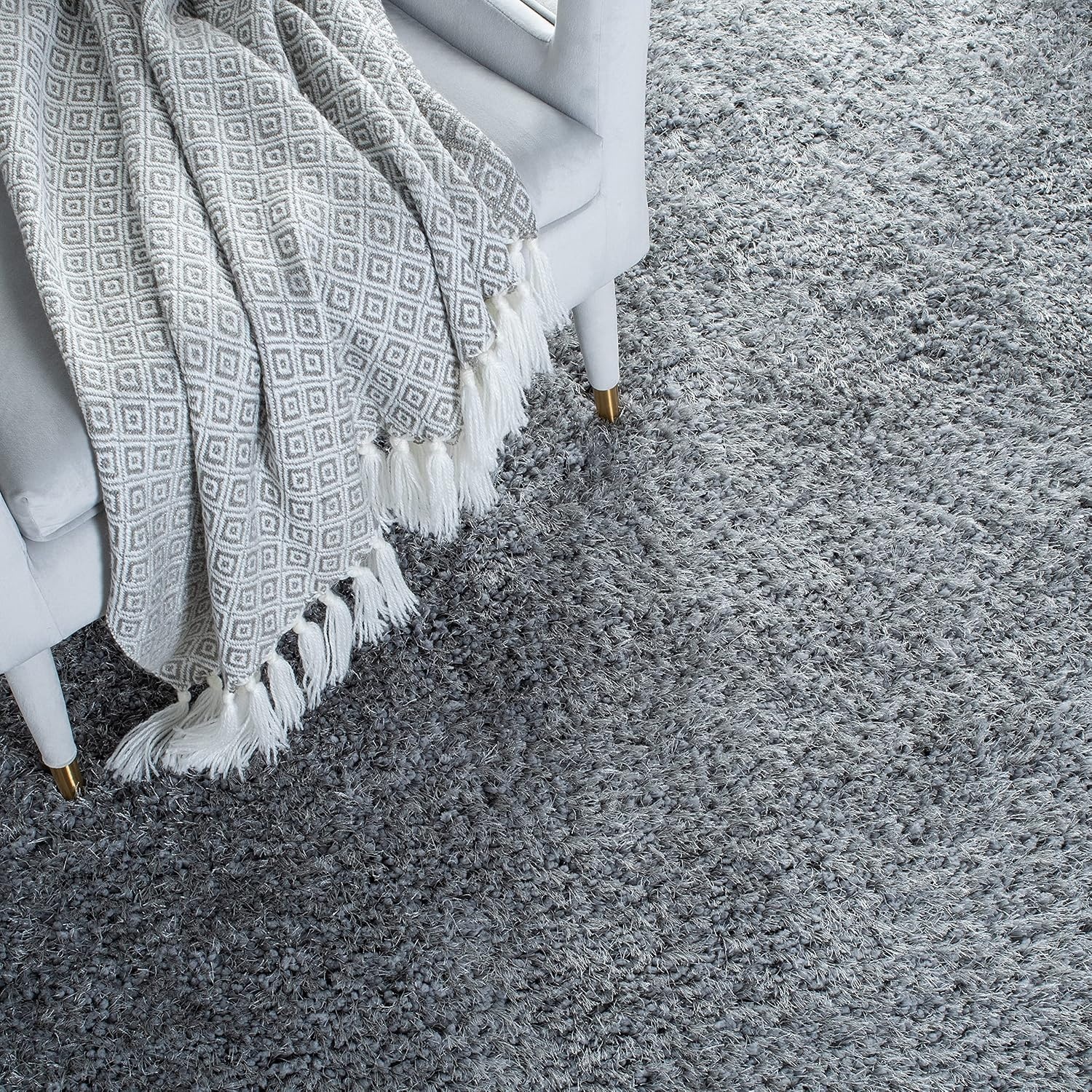 image:imageSAFAVIEH Area Rug 8x10 New Orleans Shag Collection Large Beige Handmade Ultra Plush Thick Pile Ideal for Living Room Bedroom Dining Space SG532BGrey