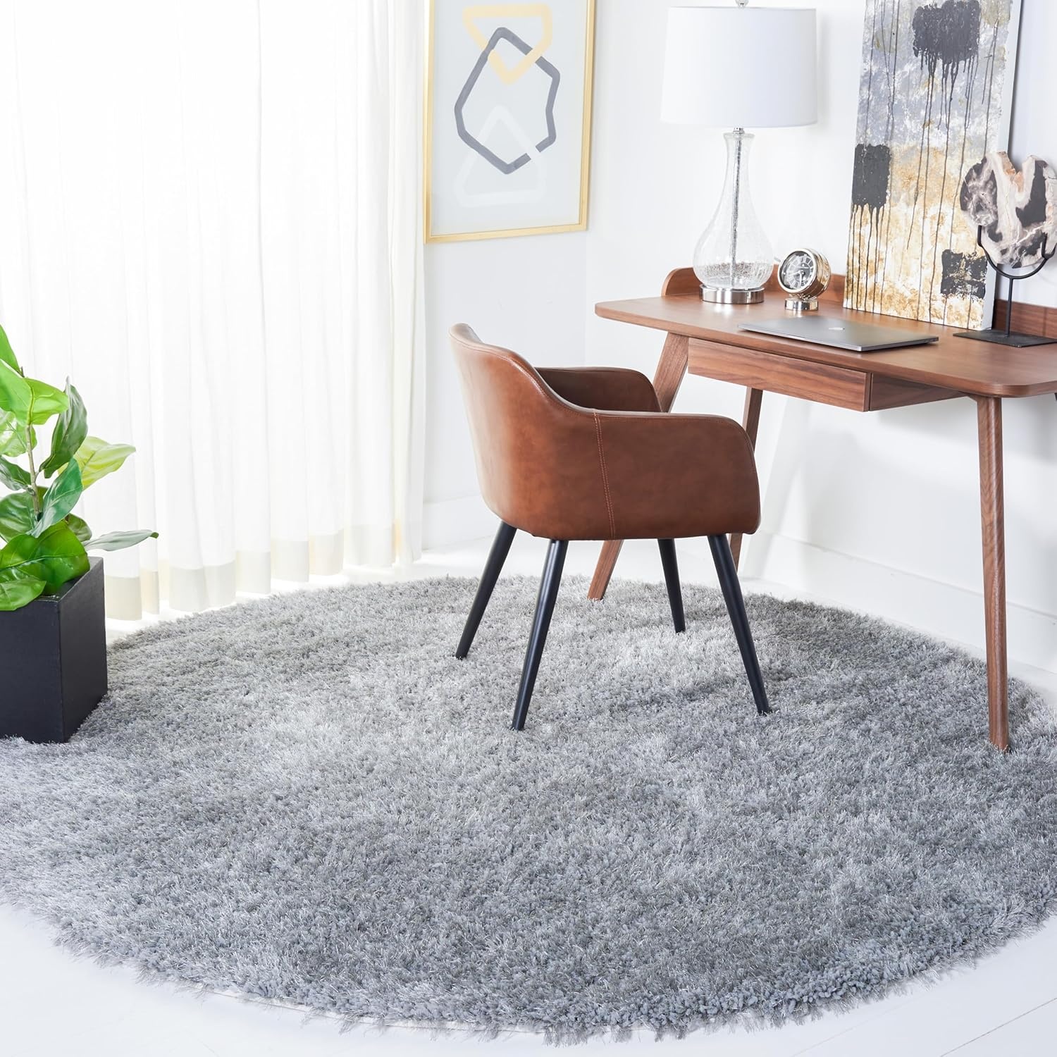 image:imageSAFAVIEH Area Rug 8x10 New Orleans Shag Collection Large Beige Handmade Ultra Plush Thick Pile Ideal for Living Room Bedroom Dining Space SG532BGrey