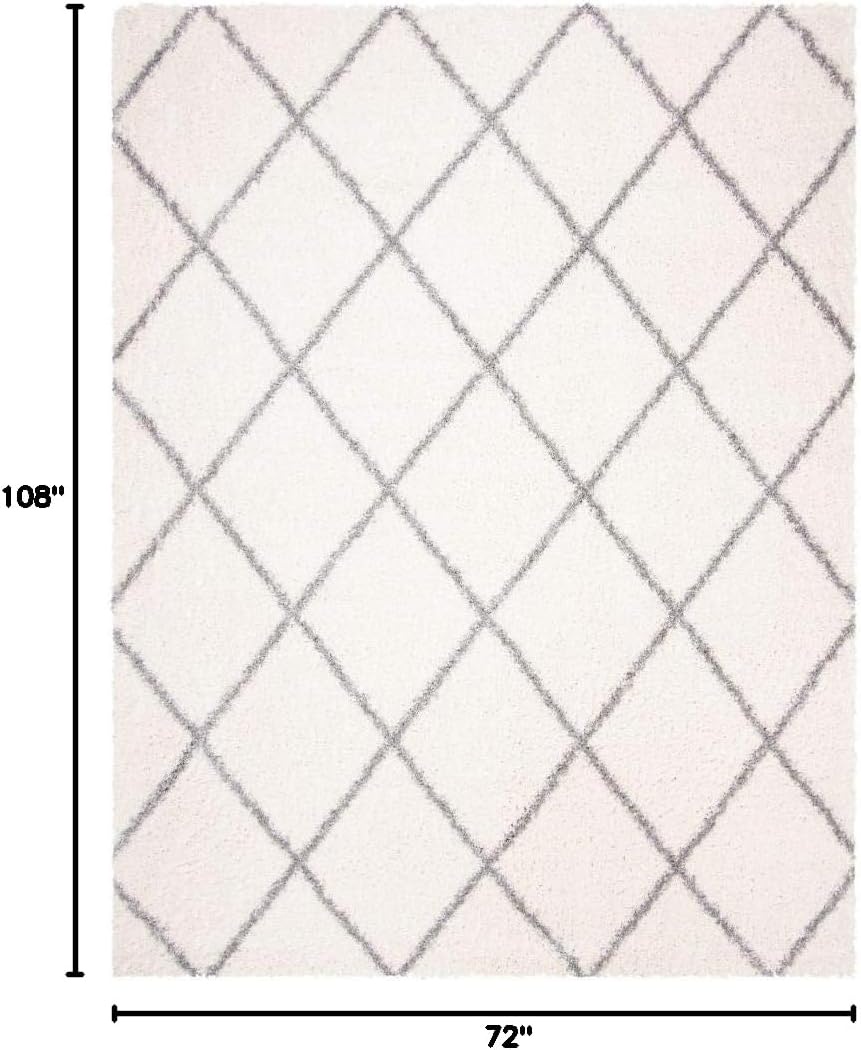 image:imageSAFAVIEH Area Rug 8x10 Parma Shag Collection Large Cream amp Grey Trellis Pattern NonShedding amp Easy Cleaning Ultra Plush Thick Pile Ideal for Living Room Bedroom Dining Space PMA515ACreamGrey