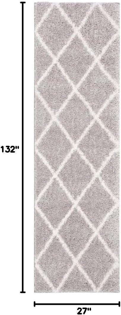 image:imageSAFAVIEH Area Rug 8x10 Parma Shag Collection Large Cream amp Grey Trellis Pattern NonShedding amp Easy Cleaning Ultra Plush Thick Pile Ideal for Living Room Bedroom Dining Space PMA515AGreyCream