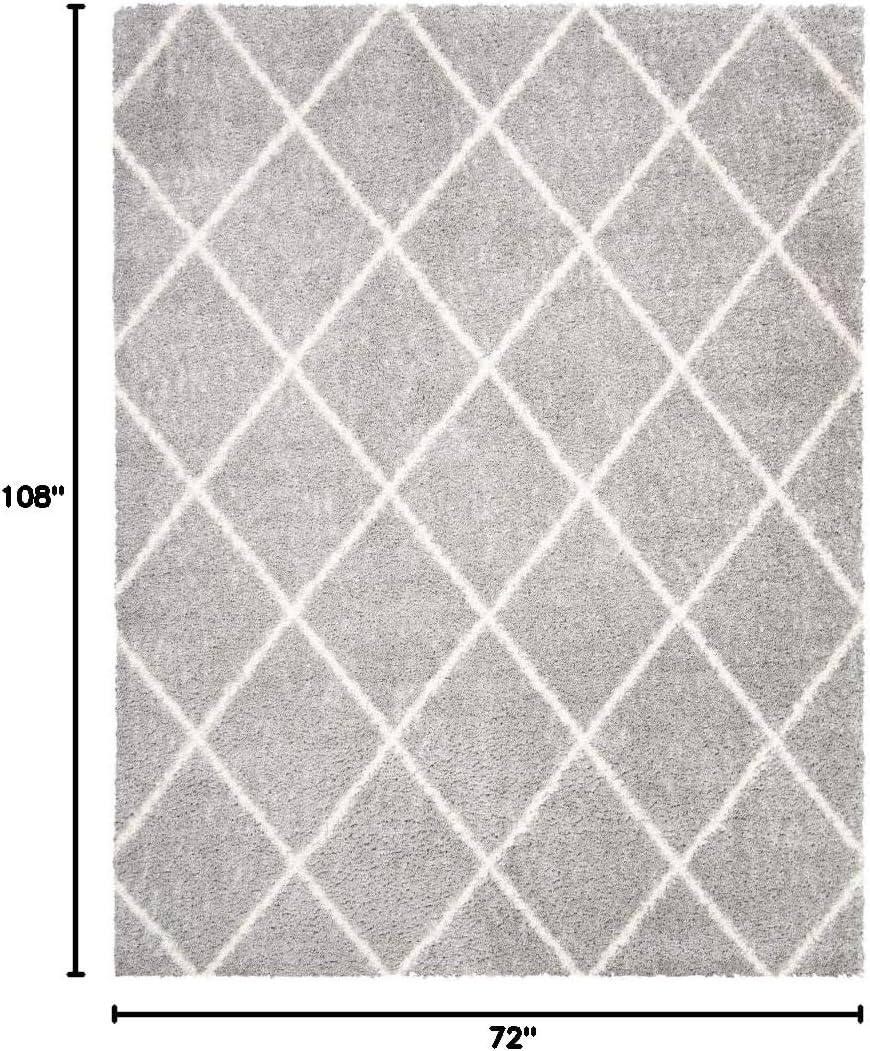 image:imageSAFAVIEH Area Rug 8x10 Parma Shag Collection Large Cream amp Grey Trellis Pattern NonShedding amp Easy Cleaning Ultra Plush Thick Pile Ideal for Living Room Bedroom Dining Space PMA515AGreyCream
