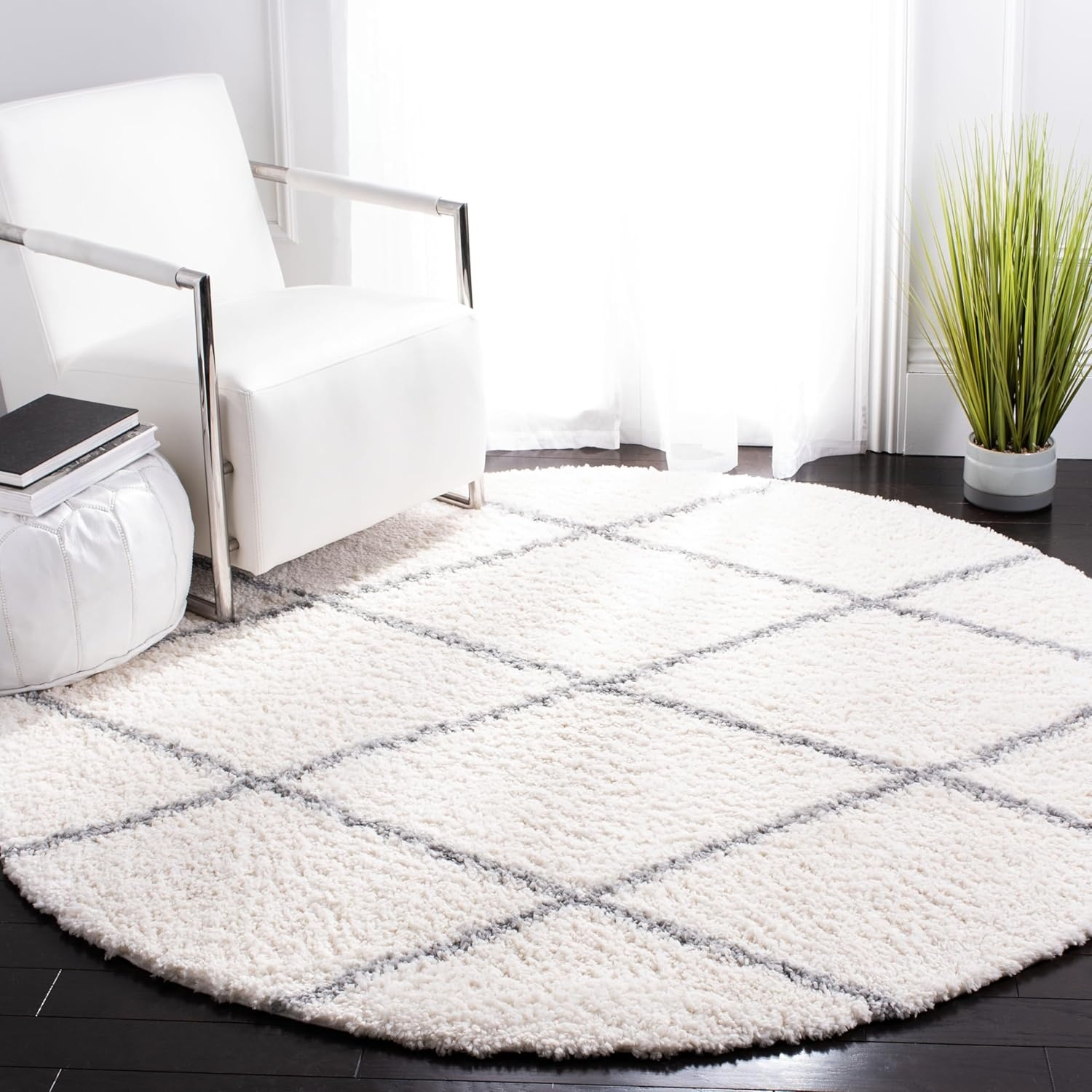 image:imageSAFAVIEH Area Rug 8x10 Parma Shag Collection Large Cream amp Grey Trellis Pattern NonShedding amp Easy Cleaning Ultra Plush Thick Pile Ideal for Living Room Bedroom Dining Space PMA515ACreamGrey
