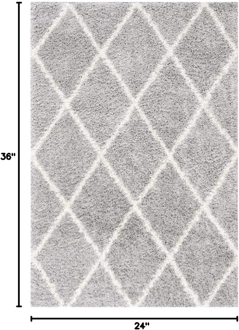 image:imageSAFAVIEH Area Rug 8x10 Parma Shag Collection Large Cream amp Grey Trellis Pattern NonShedding amp Easy Cleaning Ultra Plush Thick Pile Ideal for Living Room Bedroom Dining Space PMA515AGreyCream