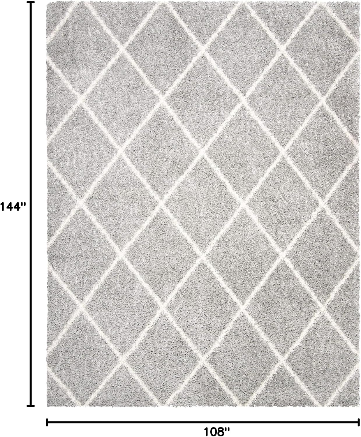 image:imageSAFAVIEH Area Rug 8x10 Parma Shag Collection Large Cream amp Grey Trellis Pattern NonShedding amp Easy Cleaning Ultra Plush Thick Pile Ideal for Living Room Bedroom Dining Space PMA515AGreyCream