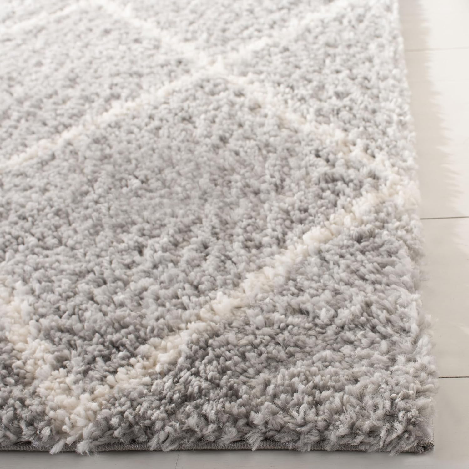 image:imageSAFAVIEH Area Rug 8x10 Parma Shag Collection Large Cream amp Grey Trellis Pattern NonShedding amp Easy Cleaning Ultra Plush Thick Pile Ideal for Living Room Bedroom Dining Space PMA515AGreyCream